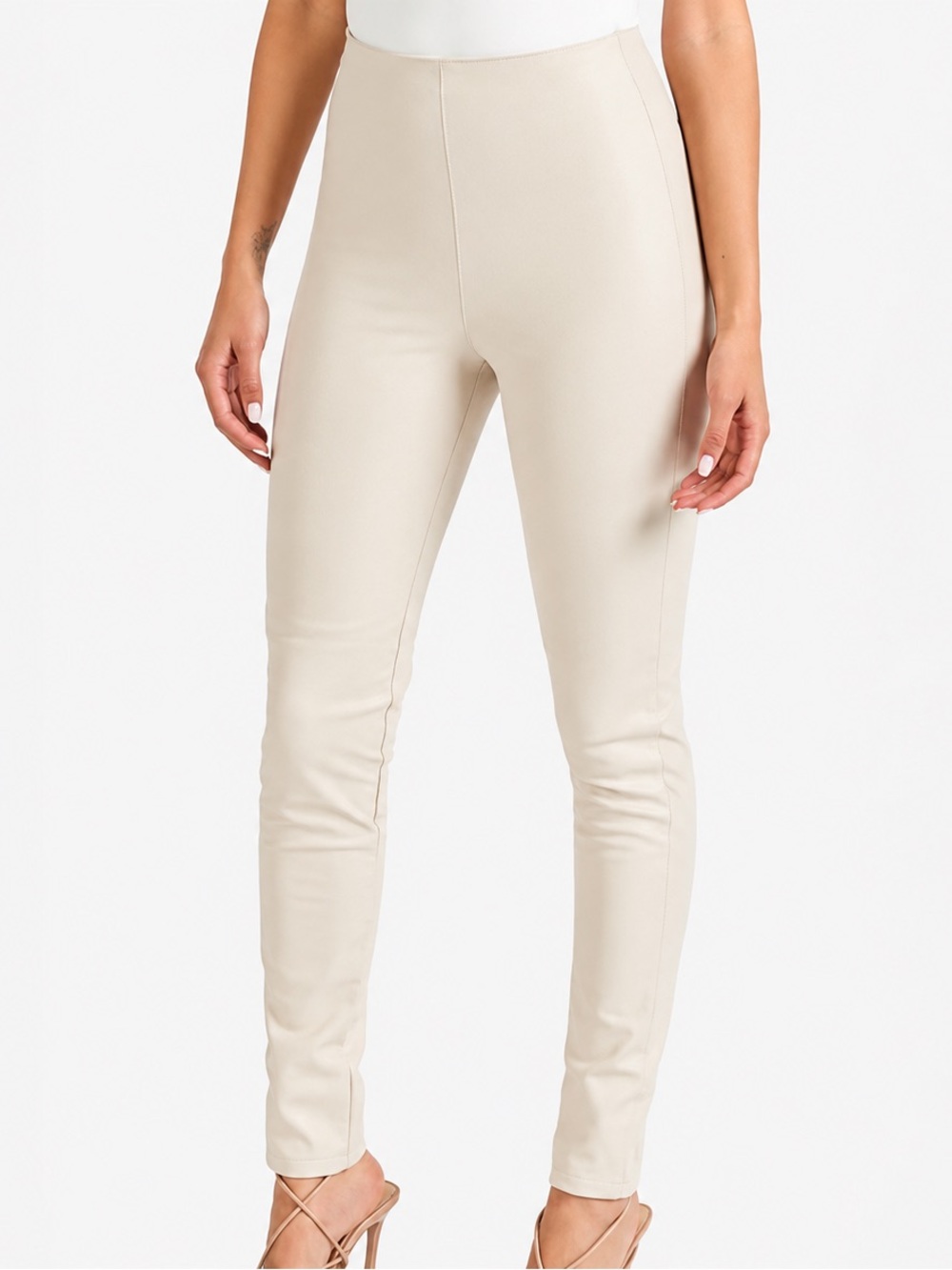 BOA High Waisted Leather Leggings ‘Cream’ Size Small